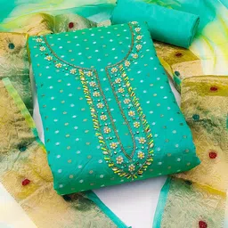 HERE&NOW Floral Woven Design Beads And Stones Unstitched Dress Material-image-50