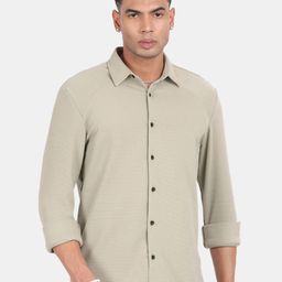 Blu MNKY Men Smart Slim Fit Solid Spread Collar Casual Shirt-image-46