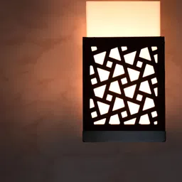 Gojeeva Black Textured Wooden Square Shaped Wall Lamp-18
