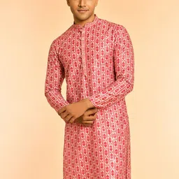 Diwas by Manyavar Men Mandairan Coller Ethnic Motifs Printed Chikankari Kurta-58