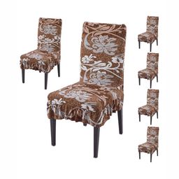 HOKIPO Set Of 6 Brown Printed Chair Covers-13