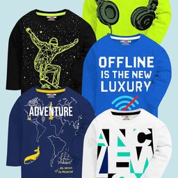 KUCHIPOO Boys Pack Of 5 Printed Cotton T-shirts-picture-25