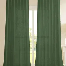 HOMEMONDE Green Set of 2 Sheer Door Curtain-17