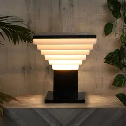KINIS 2Pcs Black & White Modern Shaped Weatherproof & Rust-Resistant Outdoor Pole Lamp-image-15