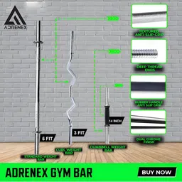 ADRENEX Set Of 32 Standard & Curl Rod Home Gym Combo image 3