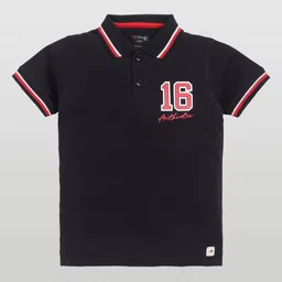 CRAZYPENGUIN ELITE Boys Typography Polo Collar Applique T-shirt-image-16