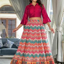 Aralia Printed Crop Top With Skirt Co-Ords-image-28