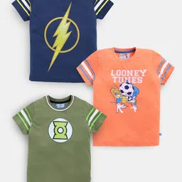 Here&Now X Game Begins Boys Assorted Set of 3 Pure Cotton Printed T-shirts-18