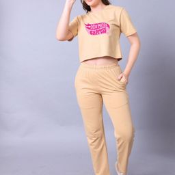 Lazy Lush Typographic Printed Round Neck Top With Trousers Co-Ords-18
