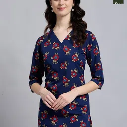THE FAB FACTORY Women Pack of 2 Regular Fit Floral Printed V-Neck Top-picture-3
