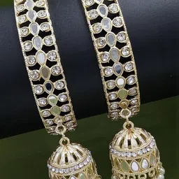 T4 JEWELS Set of 2 Gold-Plated Kundan Bangles-image-93