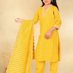 Sangria Girls Printed With Embroidered Straight Kurta & Trouser With Dupatta-image-36