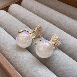 PolluxCraft Korean Gold-Plated Stone Studded Pearls Beaded Heart Shaped Drop Errings-image-96