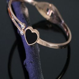 Vientiq Women Crystals Enamelled Rose Gold-Plated Heart Bracelet-image-87