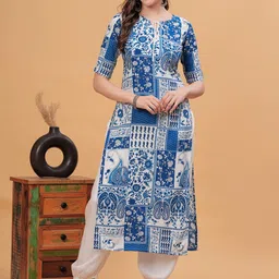 KALINI Ethnic Motifs Printed Tie-Up Neck Kurta-picture-18