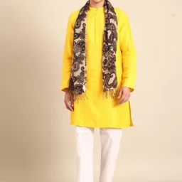 Linen Club Unisex Ethnic Motifs Printed Tasselled Stole-image-85