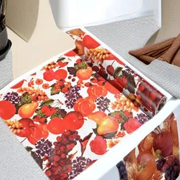 REVEXO White & Orange Coloured Printed Water-Resistant Shelf Liner-18