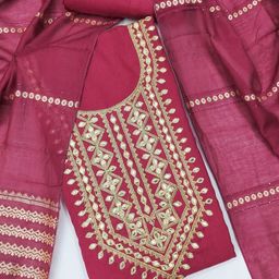Panzora Floral Embroidered Sequnnied Barbari Silk Unstitched Dress Material-picture-24