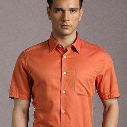 Louis Philippe Men Textured Spread Collar Pure Cotton Formal Shirt-picture-21