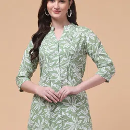 Hive91 Women Floral Printed Mandarin Collar Tunic-image-84