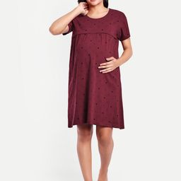 THE MAMA KLUB Women Polka Dots Printed Nightdress-image-66