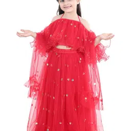BownBee Girls Embellished Ready to Wear Lehenga & Blouse With Dupatta-picture-27