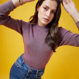 CLAPTON Women Woollen Long Sleeves Round Neck Pullover Sweater-image-86