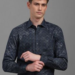 Louis Philippe Men Classic Fit Spread Collar Floral Printed Cotton Formal Shirt-picture-9