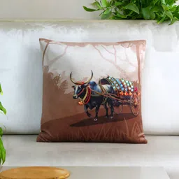 Mid July Home Brown & White Ethnic Motifs Velvet Square Cushion Covers-image-66