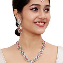 VATSALYA creation Alloy Gold- plated Pink Jewellery Set-picture-32