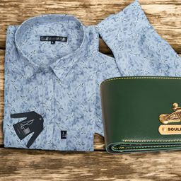 Anikmart Men Printed Shirt & Leather Wallet-image-98