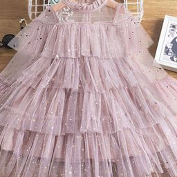 YK Girls Embellished A-Line layered Dress-image-34