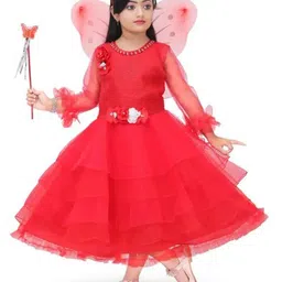 Samjho Fashion Girls Embellished Applique Net Fit & Flare Dress-57