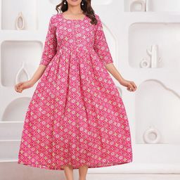 CORSICA Women Floral Printed Maternity Fit-Flare Midi Dress-image-78