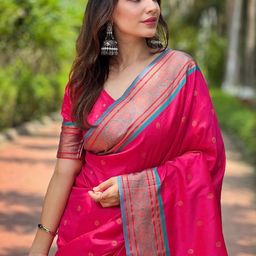 ELITE WEAVES Ethnic Motifs Woven Design Zari Paithani Saree-image-47