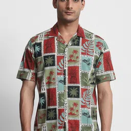 Mufti Men Relaxed Fit Graphic Printed Cuban Collar Casual Shirt-image-87