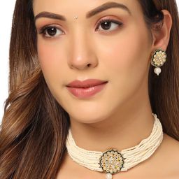 Anouk Gold-Plated Kundan Studded & Beaded Jewellery Set-image-92