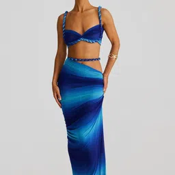 Bee Boe Coastal Charm Ombre Printed Maxi Pencil Skirt-image-66