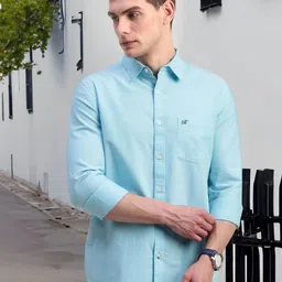 British Club Men Classic Fit Spread Collar Solid Cotton Casual Shirt-picture-31