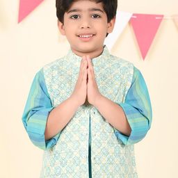 Fabindia Boys Printed Cotton Nehru Jacket-49