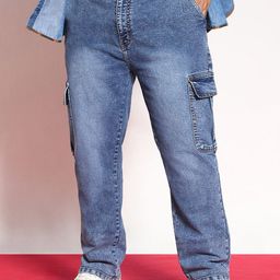 Urbano Plus Men Light Blue Regular Fit Washed Cargo Jeans With 6 Pockets Stretchable-image-9