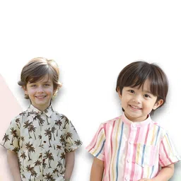 KIDGARB Multi Polycotton Cutaway Collar Printed Shirts-picture-24