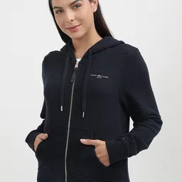 Tommy Hilfiger Women Solid Hooded Zip Sweatshirt-image-87