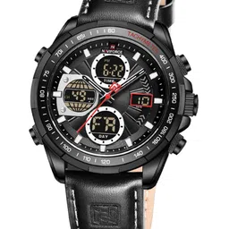 Naviforce Men Dial & Leather Bracelet Style Straps Analogue Multi Function Watch NF9197L BWB-19