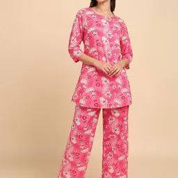 Label Ceres Printed Round Neck Three-Quarter Sleeves Pure Cotton Top With Trouser-picture-22