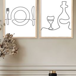 Kotart Brown, White & Black 2 Pieces Abstract Wooden Wall Arts-picture-21