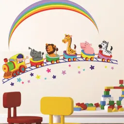 print mantras Pvc Wall Stickers Animals Train And Rainbow-picture-11