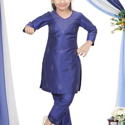Pehanaava Girls Embellished V Neck Straight Kurta With Churidar-image-36