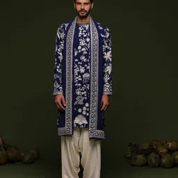 KALPRAAG Men Floral Embroidered Regular Thread Work Kurta with Patiala & With Dupatta-11