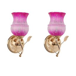 Somil Premium Designer Glass Wall / Night Lamp Elegant & Stylish Dcor Accent for Modern Interiors, color- - Pink, White; Size,- 19.5 X 17.5 X 28 CM-image-26